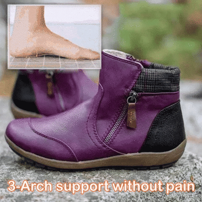 💝Last Day Promotion 50% OFF - Women's Retro Round Toe Waterproof Zip Leather Ankle Boots