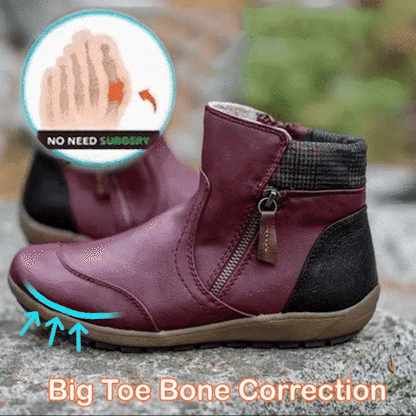 💝Last Day Promotion 50% OFF - Women's Retro Round Toe Waterproof Zip Leather Ankle Boots